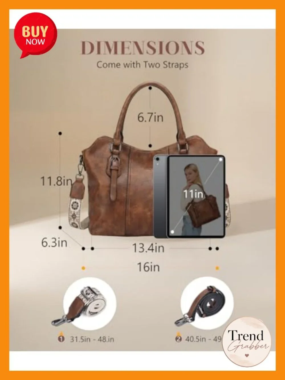 Vegan Leather Hobo Purse with Two Straps - Crossbody Shoulder Tote Bag